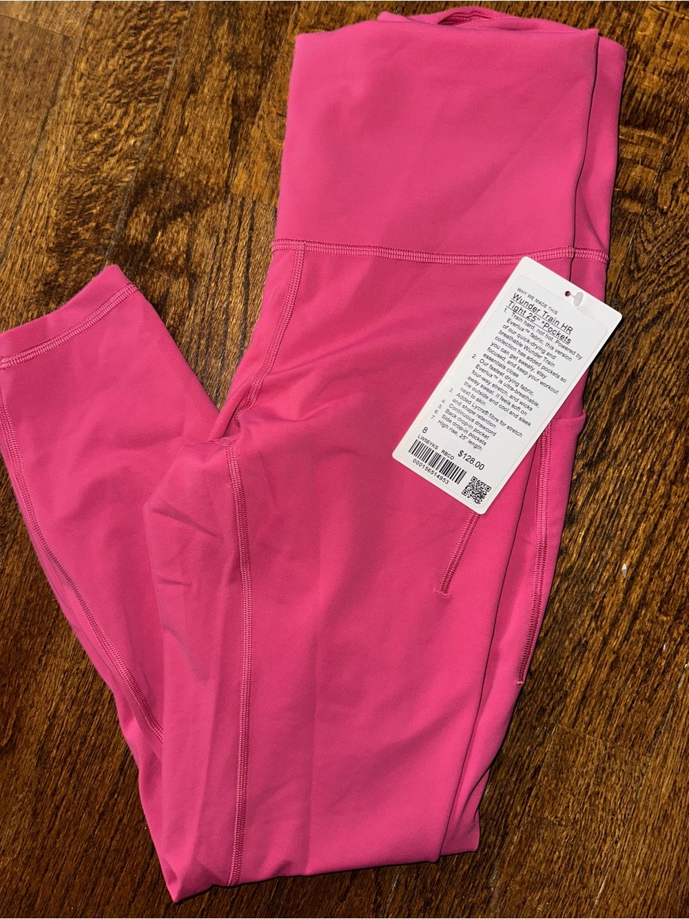 Lululemon Wunder Train HR Tight 25” *Pockets Raspberry Coulis - NWT